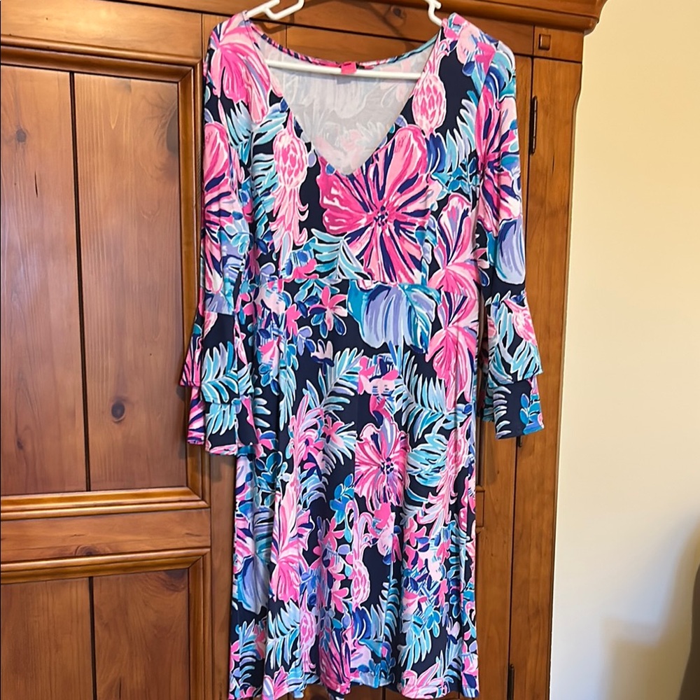 Lilly Pulitzer Floral Print Dress with 3/4 Bell sleeves